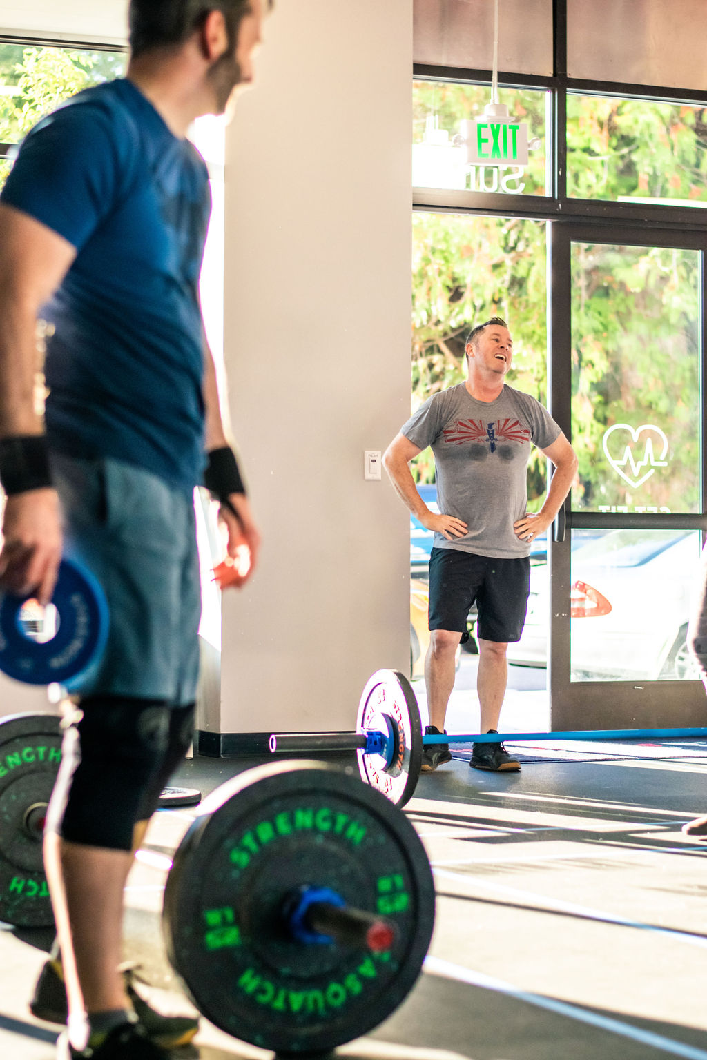 Man in his 40s training with a barbell at Sasquatch Strength
